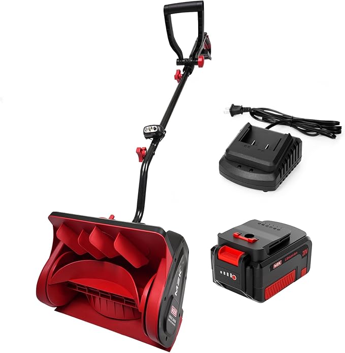 MZK Cordless Snow Shovel, 20V 13-Inch Battery Powered Snow Thrower, Battery Snow Blower with Directional Plate & Adjustable Front Handle(4.0Ah Li-ion Battery & Fast Charger Included)