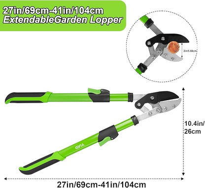 27-41" Telescopic Loppers for Tree Trimming, Heavy Duty Tree Cutter with Ergonomically Designed Handle, Extendable Branch Trimmer for Garden, Farm, Sharp Bypass Blades for Easy Cutting