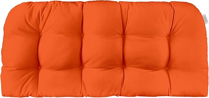 RSH DECOR Tufted Wicker Loveseat Cushion | Indoor/Outdoor All Weather Sunbrella Fabric | Reversible | 41" W x 19" D | Canvas Melon