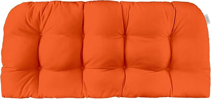 RSH DECOR Tufted Wicker Loveseat Cushion | Indoor/Outdoor All Weather Sunbrella Fabric | Reversible | 41" W x 19" D | Canvas Melon