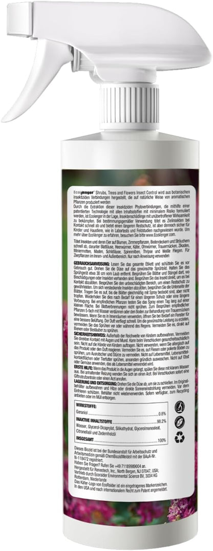 EcoVenger (by EcoRaider) Garden & Plant Insect Control 16 oz, Kills Aphids, Mealybugs, Red Spiders, Armyworms and Gnats All Stages and Eggs, Indoor/Outdoor, Plant-Based, Non-Toxic Child & Pet Safe