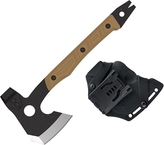 OKNIFE Otacle A1 Survival Hatchet & Camping Axe, 4 in 1 Full Tang Tactical Axe, G10 Non-Slip Grip Tomahawk with Durable Kydex Sheath