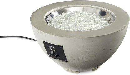 Outdoor GreatRoom Co Propane Fire Pit Table - Cove Gas Fire Pits for Outside Patio - 42 Inch Round Bowl Concrete Firepit Fire Table with Glass Tabletop Cover, Tempered Clear Glass Gems, 105,000 BTU