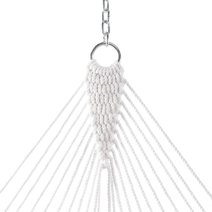 Original Pawleys Island Large White DuraCord Rope Hammock – 13 ft. x 55 in., 2-Person, 450 lb Capacity, Oak Spreader Bar, Zinc-Plated Hardware, Handcrafted in The USA