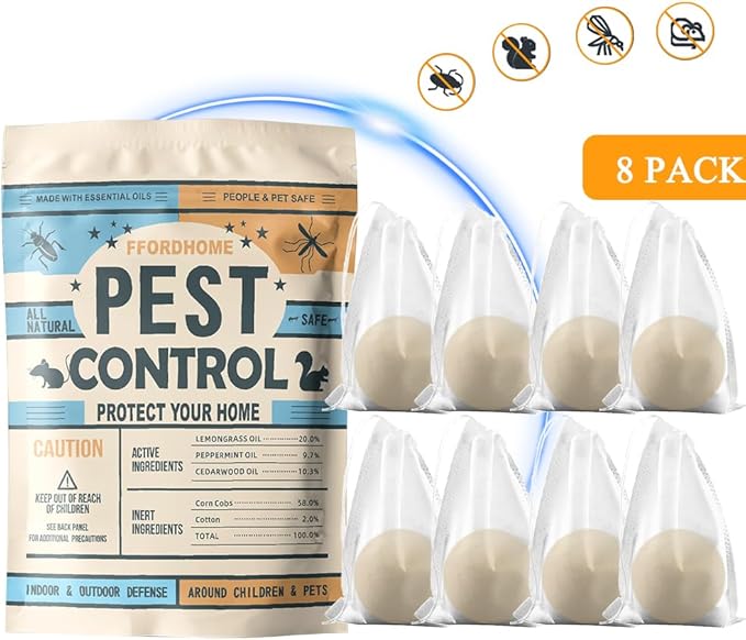 Pest Repellent ， Moth Balls for Outdoor use， Keep Pest Away Repel Mice and Rats, Roach, Ant, Spider, Mosquito & Moth（8BALLS）