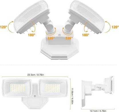 Onforu 3200LM Flood Lights Outdoor, 32W 6500K LED Security Light Manual Switch Controlled, IP66 Waterproof Outdoor Lights, Wall Mount Exterior Flood Light with 2 Adjustable Heads Floodlights Outside