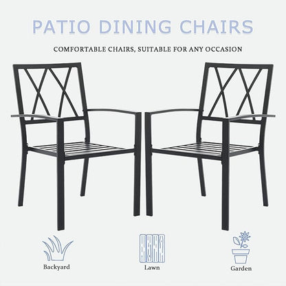 Outdoor Dining Chairs Set of 6, Aluminum Frame Stackable Patio Dining Chairs with Armrest, Wrought Iron Patio Bistro Chairs for Lawn, Backyard, Garden, Porch