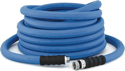 BluSeal Hot/Cold Water Rubber Garden Hose, 100% Rubber, Ultra-Light, Super Strong, 500 PSI, 50F to 190F Degrees, High Strength Polyester Braided (1" x 25')