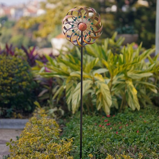 VEWOGARDEN Garden Metal Wind Spinners Outdoor Kinetic Wind Sculptures & Spinners for Yard Lawn Patio Decorations, Patina