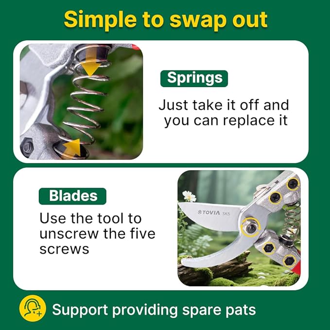 T TOVIA Easy-Cut Bypass Pruning Shears for Gardening– Durable Aluminum hand Pruners with Sharp SK5 Blades, Smart Lock, Ergonomic Grip, Essential Garden Scissors Clippers for 1” Branch Trimming