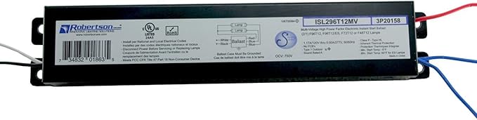Robertson ISL296T12MV Ballast (3P20158) – 1 or 2 Lamp F96T12 (96W) Fluorescent Electronic Ballast, 120–277V Universal Voltage, Instant Start, Parallel Operation, T12 Ballast for 8ft Lamps (Qty 1 ea.)
