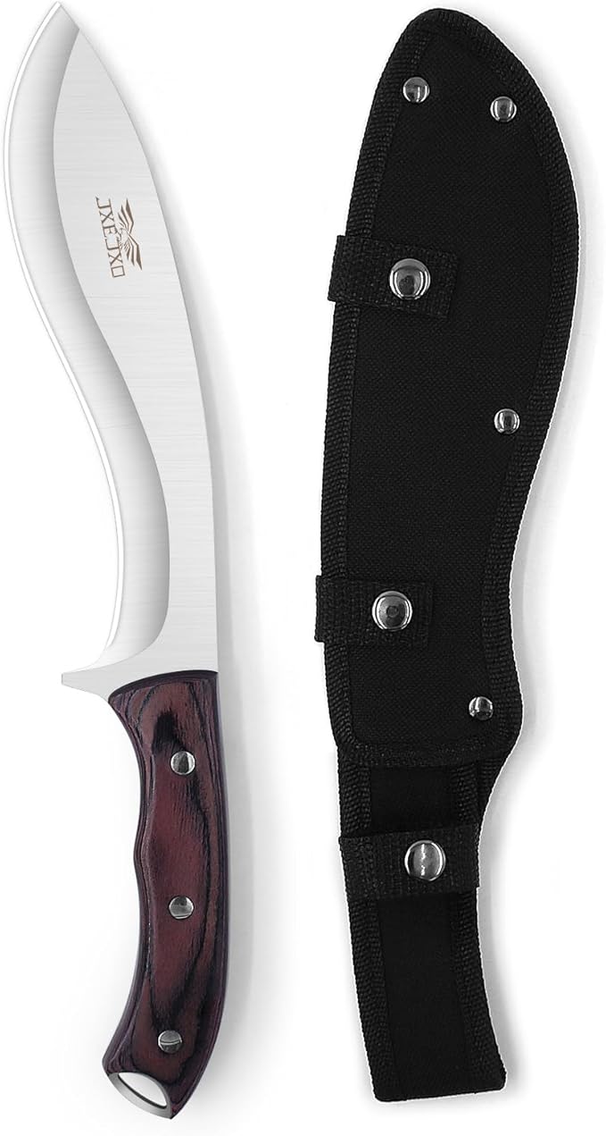 JXE JXO 13.2" Machete, Full Tang Machete for Cutting Trees Heavy Duty, 1065 High Manganese Steel with Nylon Sheath for Yard Work, Bushcraft and Outdoor