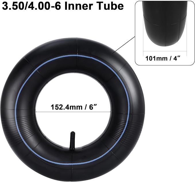 RUTU 4.00-6 Tube 4.10/3.50-6 Heavy Duty Inner Tube with TR13 Straight Valve Stem Replacement for Go Kart Wheelbarrow ATV Lawn Mower Hand Truck Snow Blowers Gorilla Cart 2 Pack