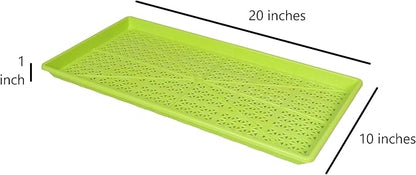 SUNPACK 10" x 20" Heavy Duty Mesh Plastic Seed Starting Tray, Lime Green, 1" (Pack of 10) - Ensures Water Drainage and Aeration, Perfect for Greenhouses or Indoor Gardening