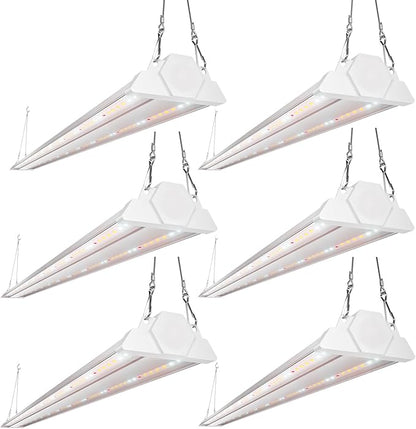 FREELICHT 6 Pack 4ft LED Grow Light, 60W (350W Equivalent), Sunlike Full Spectrum Integrated Plant Light for Hydroponic Indoor Plant Succulent Seedling Veg and Flower, Plug in with On/Off Switch