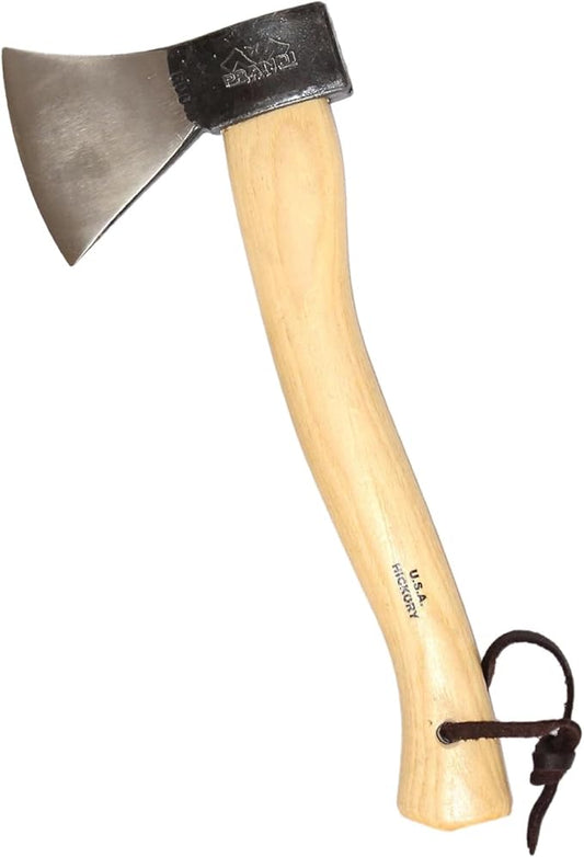 PRANDI German Hatchet 1.76lb - Hickory Handle 14.97in with Leather String - Ideal for Camping and Bushcraft - Made in Italy