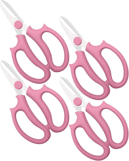 Pink Flower Scissors, Thickened Stainless Steel Floral Pruning Snips – Sharp Garden Clippers for Fresh Flowers, Flower Arrangement Supplies, DIY Floral Cutting Scissor (4 PCS Pink)
