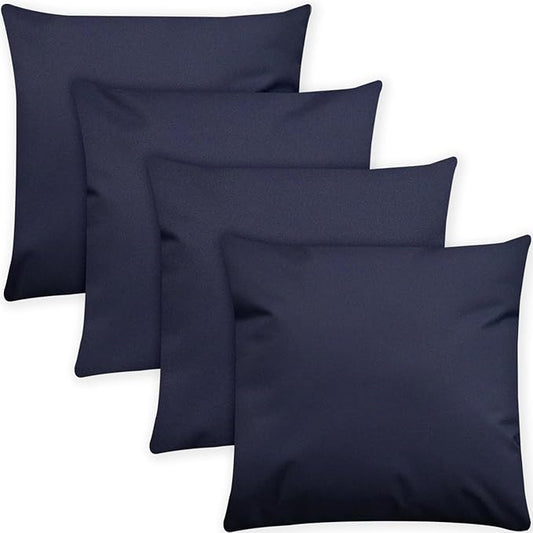 Covers & All Premium Square Throw Pillow Inserts with Covers Set of 4, 24 x 24 Inches Navy Blue, Decorative Cushions for Couch Sofa Home Decor Office Travel UV Resistant Waterproof Soft Cushions