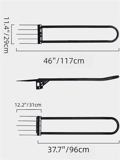 Heavy Duty Garden Broadfork - 46" Steel Long Dual Handle Pitch Fork (Ergonomic Grip for Labor-Saving), 5 Tempered Diamond Tines for Soil Loosening, Weeding, Composting, Aeration & Transplanting