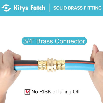 Upgraded Kink Free Hybrid Garden Hose 10ft 5/8", Thickened Heavy Duty Water Hose with 3/4'' Brass Solid Connector，Lightweight Flexible Tough Rubber Hose with Nozzle,Durable Yard Outdoor