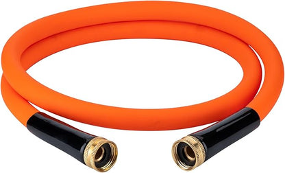 EASTRANS Female to Female Garden Hose 3 ft x 5/8", Heavy Duty Short Water Hose with 3/4" Solid Brass Connector, Flexible, Lightweight, Orange
