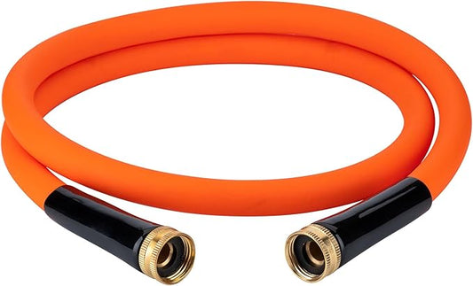 EASTRANS Female to Female Garden Hose 3 ft x 5/8", Heavy Duty Short Water Hose with 3/4" Solid Brass Connector, Flexible, Lightweight, Orange