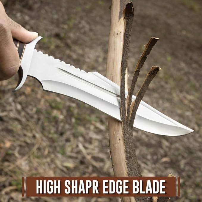 17 Inch D2 Large Bowie Knife with Sheath, Fixed Blade Hunting Knife, used for Bushcraft, Outdoor, and as a Camping Knife - Survival knife