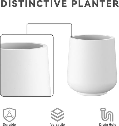 Kante 15.3"+11.6"+8.2" Dia Round Concrete Planter, Large Outdoor Indoor Planter Pots Containers with Drainage Holes and Rubber Plug for Home Garden Patio, Pure White