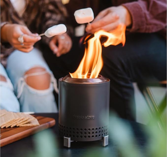 Solo Stove Mesa, 5.1 Inch Tabletop Fire Pit with Stand - Smokeless, Stainless Steel Fire Pit for Camping, Outdoor & Patio- Wood Burning or Pellet Fueled Portable Bonfire, 1.4lbs, Ash