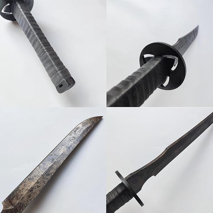 Full Tang Carbon Steel Machete Sword with Leather Sheath for Practice, Outdoor Use, Collection-20.5 Inch