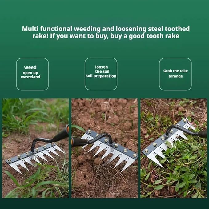 Gardenia Iron Weeding Rake, 2025 Gardenia Iron Weeding rake, Ironrake The Heavy-Duty Irons Weedings Rakes,Irons Rakes for Gardening and Weedings (5 Teeth) (6 Teeth)