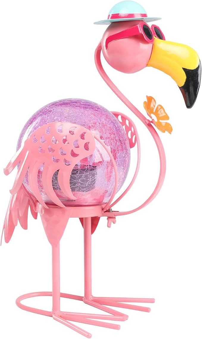 MUMTOP Flamingo Solar Lights Outdoor, Decorative Waterproof LED Solar Lanterns for Patio Garden Yard, Pink Flamingo Tabletop Decorations