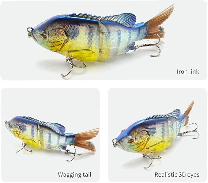 5.9in Multi Jointed Swimbait Fishing Lures Bait,2 Segment Big Giant Sinking Fishing Bass Lures,Crankbaits Swimbaits with Treble Hook