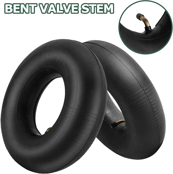 4.10/3.50-4 Inner Tube with Bent Valve Stem (2-Pack) - Heavy Duty Replacement Tire Tubes for Wheelbarrows, Mowers, Hand Trucks, Yard Trailers