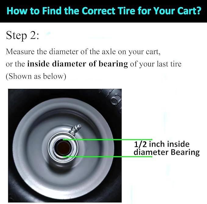 Flat Free 4.10/3.50-4 Tire with 1/2 Axle Bore, 3-4” Center Hub 10 inch Solid Tire Replacement for Hand Truck/Wagon/Garden Cart/Wheelbarrow/Dolly(Set of 2)