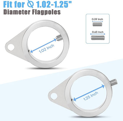 1.25" Flag Pole Rings, 2 Pcs Aluminum Alloy Spinning Flag Pole Ring Clips Swivels, 360° Rotating Anti Wrap Flagpole Ring Hardware with Aluminum Carabiners for 1.02-1.25" Diameter