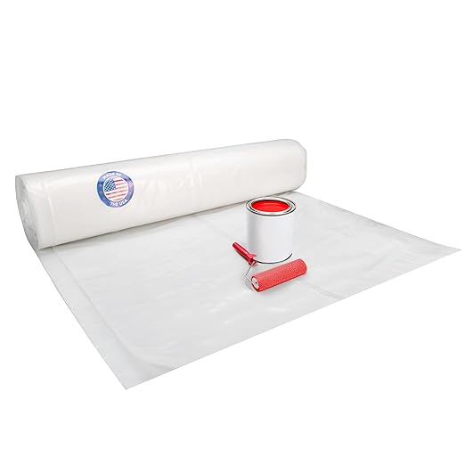 Plastic Sheeting 6 mil, 10' x 100' (1000 sq. ft.) - LDPE Film Roll - Strong Semi-Clear Plastic Rolls Heavy Duty Outdoor - Thick Painting Plastic Covering for Construction by IDL Packaging