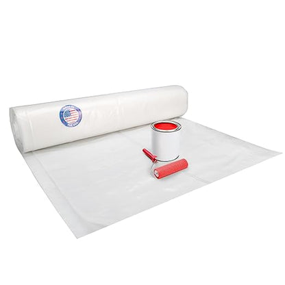 Plastic Sheeting 6 mil, 10' x 100' (1000 sq. ft.) - LDPE Film Roll - Strong Semi-Clear Plastic Rolls Heavy Duty Outdoor - Thick Painting Plastic Covering for Construction by IDL Packaging