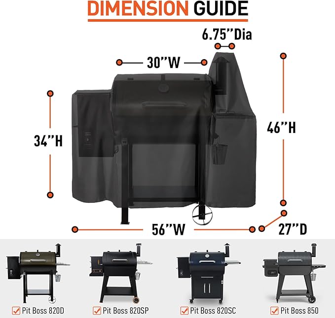 Arcedo Grill Cover Compatible with Pit Boss 850, 820SP, Heavy Duty Waterproof Wood Pellet Smoker Covers, All Weather Protection for Outdoor Grill