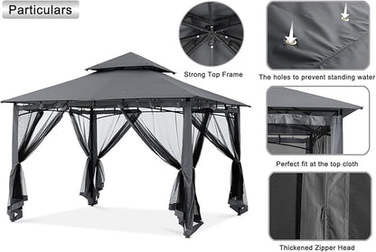 MASTERCANOPY Outdoor Garden Gazebo for Patios with Stable Steel Frame and Netting Walls (9x9,Dark Gray)
