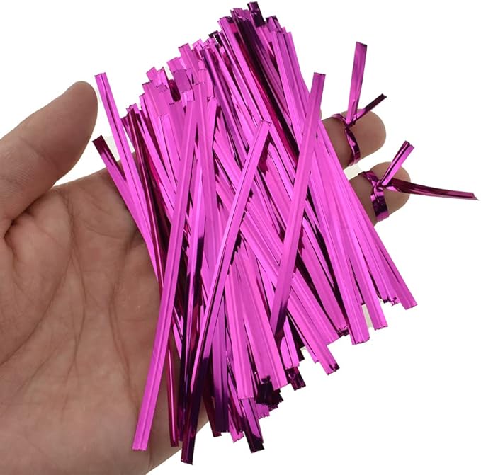 HAHIYO 300Pcs 4 inches Rose Red Metal Twist Ties Bread Candy Coffee Bag Ties Plant Garden Twist Ties for Cellophane Treat Bags Gift Wraping Bags Plastic Bags Halloween Party Cake Present Art Crafts