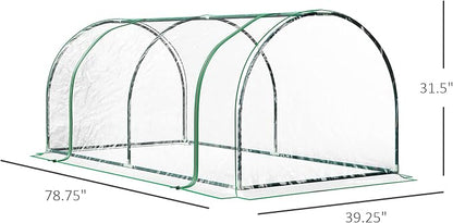 Outsunny 7' x 3' x 2.5' Mini Greenhouse, Portable Tunnel Green House with Roll-Up Zippered Door, UV Waterproof Cover, Steel Frame, Clear