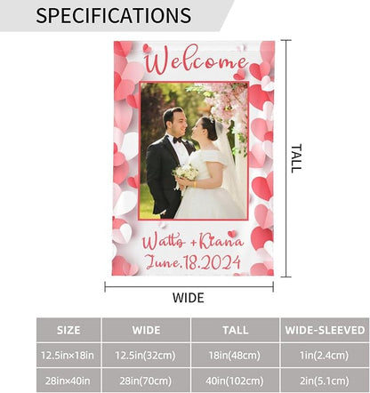 Custom Wedding Garden Flag Personalized Garden Flags Add Photo Name Date Decoration Banner For Ceremony Party Bridal Shower Memorial Anniversary (Custom Wedding Flags 1, 28x40(in))
