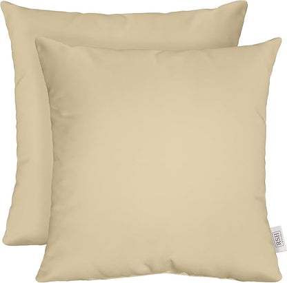RSH DECOR: Sunbrella Square Throw Pillows Set of 2 | 17" x 17" | Water and Fade-Resistant Performance Fabric | Outdoor Pillow Covers with Down-Alternative Inserts | Canvas Antique Beige