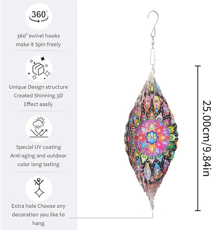Mandala Wind Spinner 3D Frosted Wind Spinners Hanging for Yard and Garden Wind Sculptures,10" Hanging Wind Spinner Made of Tough Steel Plate