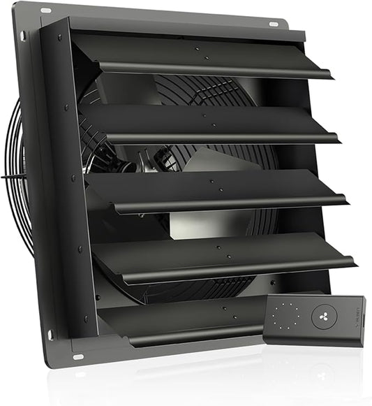 AC Infinity AIRLIFT S16, Shutter Exhaust Fan 16” with 10-Speed Controller, EC Motor - Wall Mount Ventilation and Cooling for Sheds, Attics, Workshops, and Greenhouses