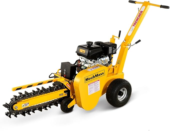 429cc 14HP Kohler Gas Powered E-Start Cable Ditching Mini Trencher,24'' Trench Depth, 27pcs Carbide Alloy High-Pressure Teeths,TCR1500 (Yellow)