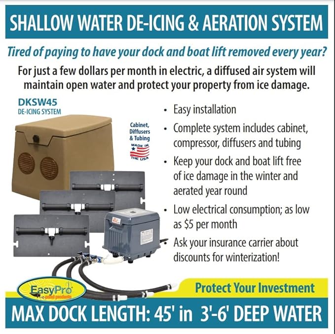 EasyPro DKSW45 Diffused Air De-Icing System for Shallow Water - up to 45' Dock
