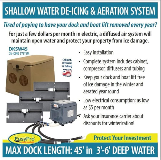 EasyPro DKSW45 Diffused Air De-Icing System for Shallow Water - up to 45' Dock
