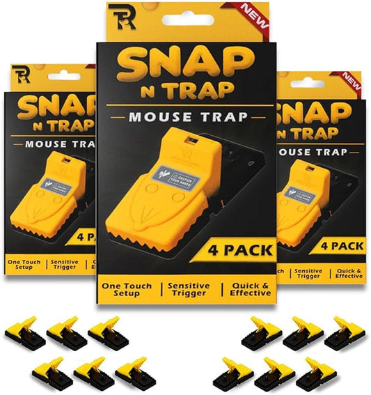 RinneTraps| 12 Pack | Snap N Trap | Mouse Trap | One Touch Setup | Reusable | Quick Kill | Made in USA